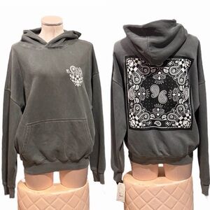 Retrofit Charcoal Gray Paisley Bandana Hoodie Sweatshirt